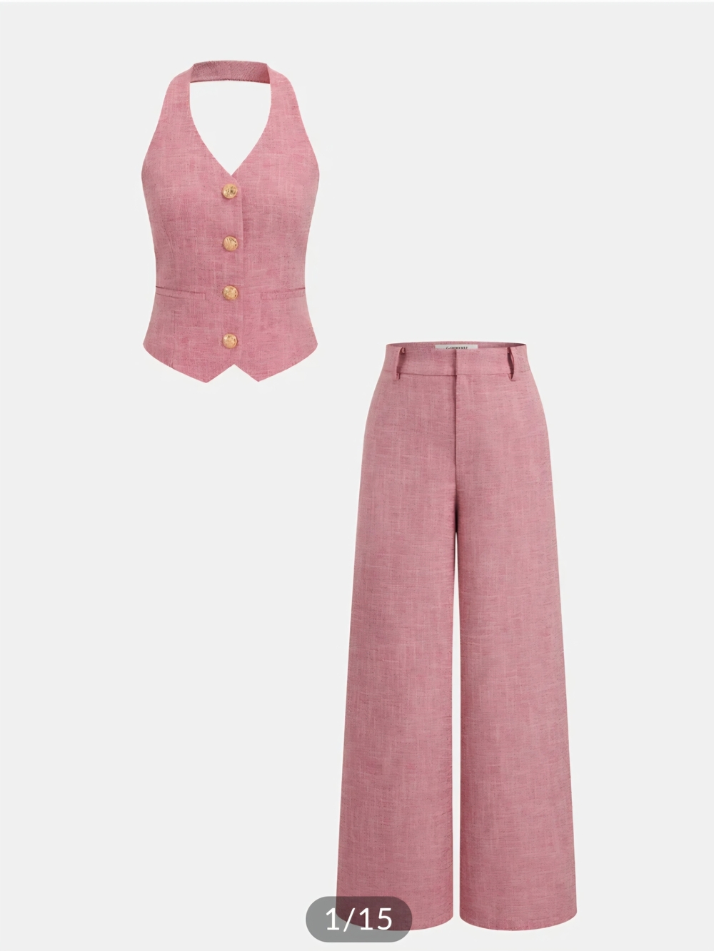 Halter Vest & Wide Leg Pants Set.
